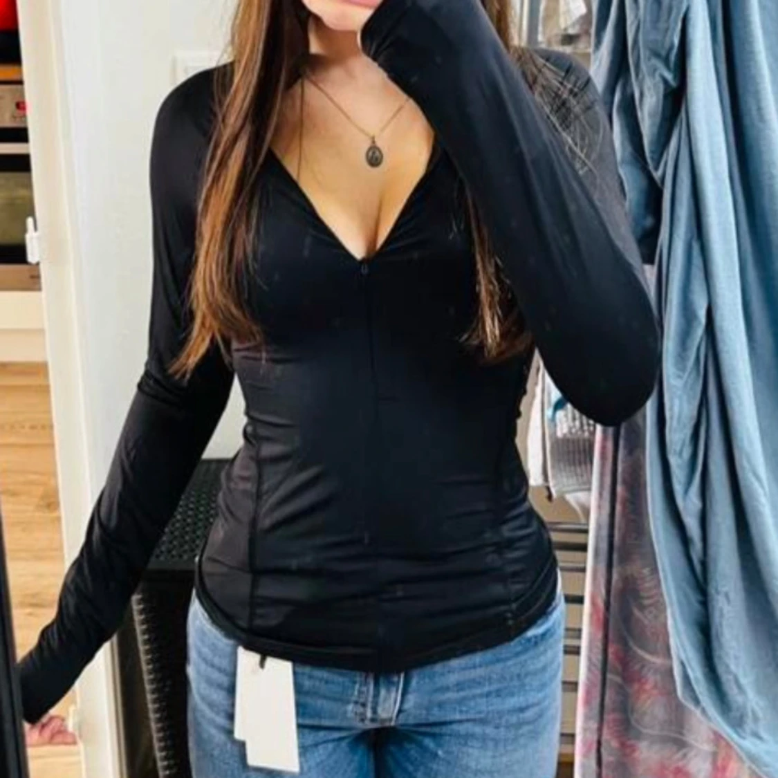 Svart långärmad tight topp