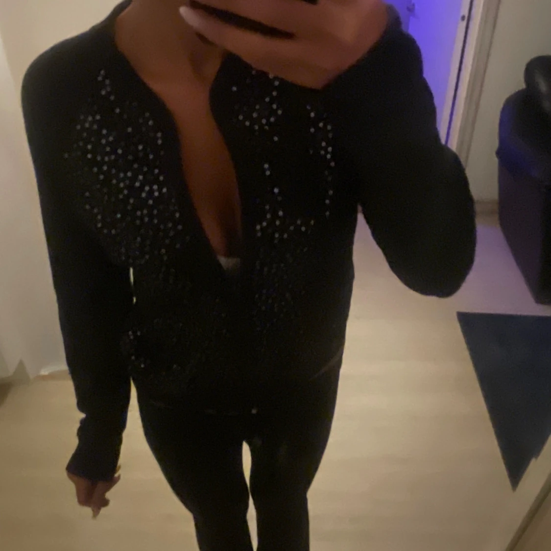 Svart glittrig bomberjacka - 1