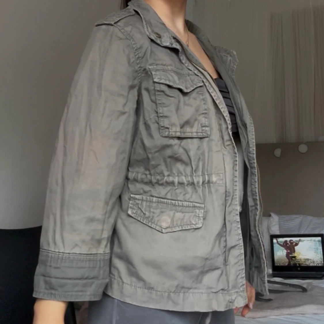 Grå utilityjacka med fickor - 1