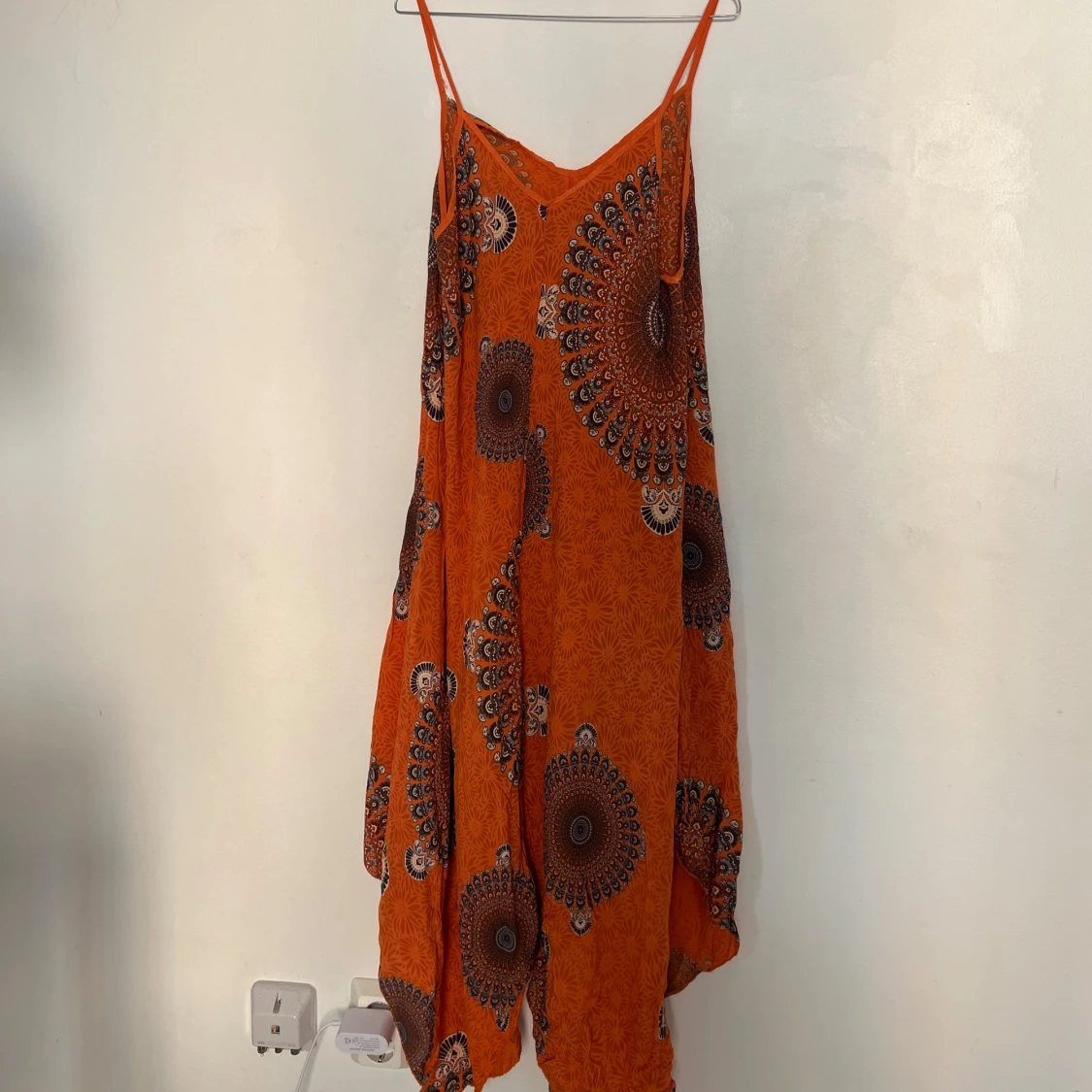 Orange långklänning/strandklänning med mönster - 2