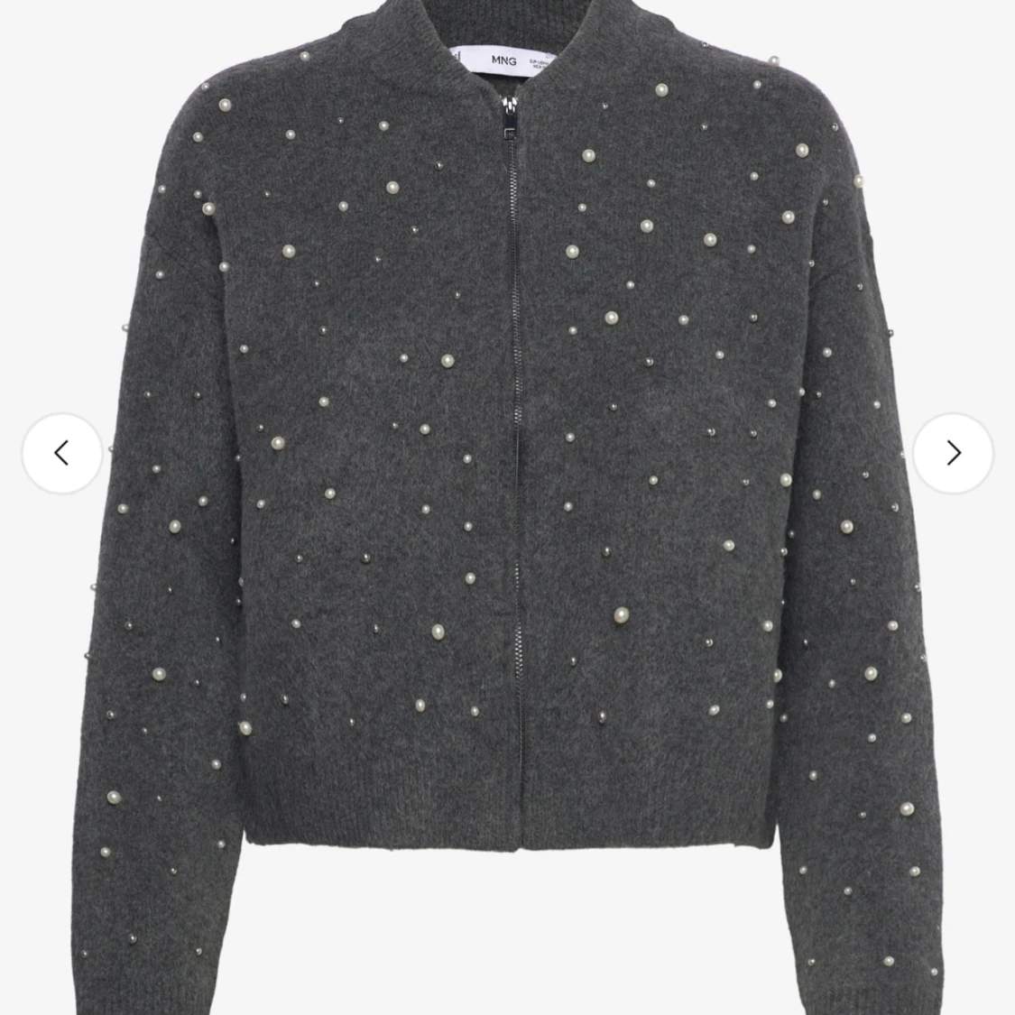 Grå kofta med pärlor från Mango - 1