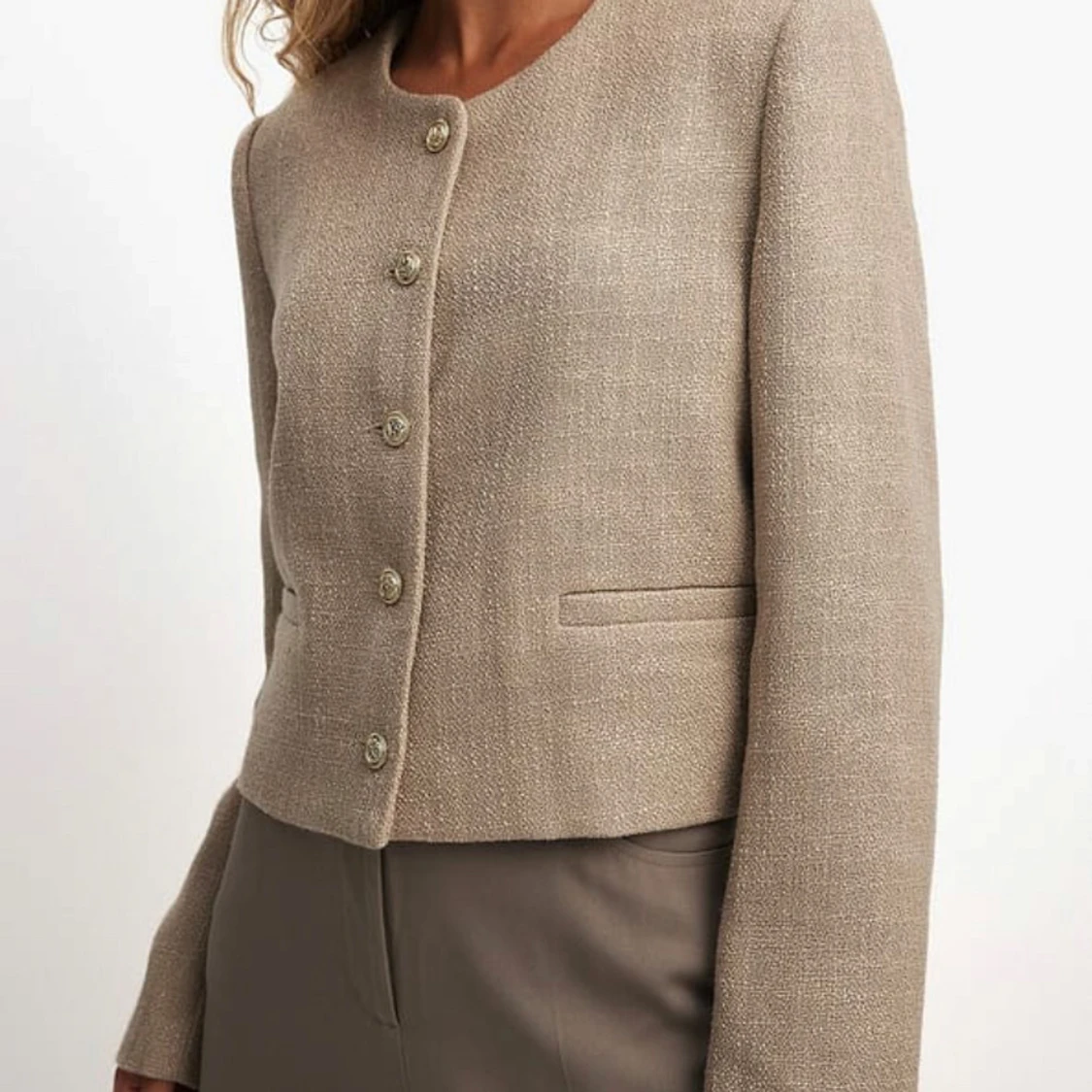 Beige tweedjacka - 1