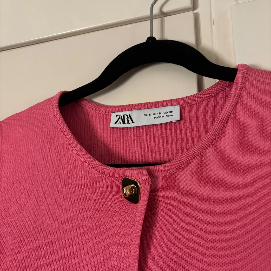 Rosa kortärmad slätstickad topp Zara - 2