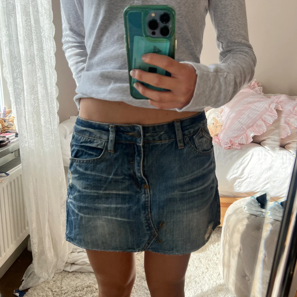 Lågmidjad jeanskjol - 2