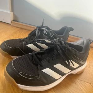 Adidas Ligra 7 Indoor - Säljer ett par Adidas Ligra 7 Indoor skor i svart och vitt. Perfekta för inomhussporter med en slitstark gummisula och snörning. Stl 40 & 2/3!