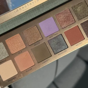 Ögonskuggspalett från Anastasia Beverly Hills - Snygg ögonskuggspalett med 12 olika nyanser från Anastasia Beverly Hills. Innehåller både matta och skimrande färger som lila, brons och grön. Perfekt för att skapa varierande looker. Nån enstaka färg testad, resten swatchade. Nypris 699:- 