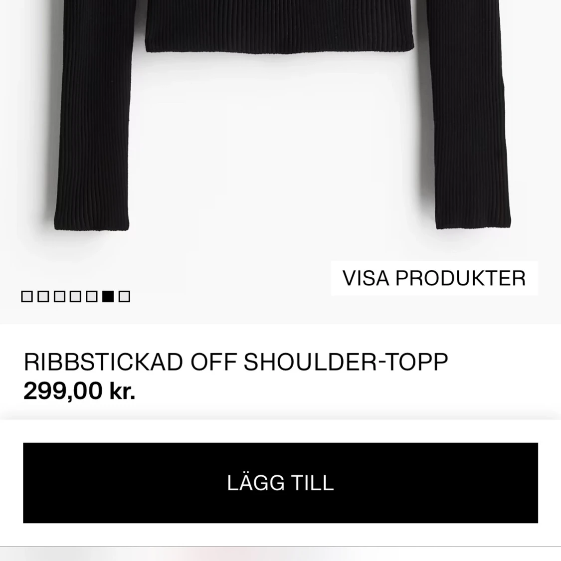Svart ribbstickad off shoulder-topp - 1