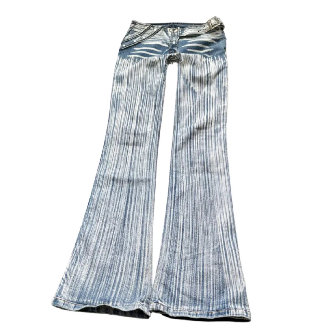 lågmidjade randiga bootcut jeans