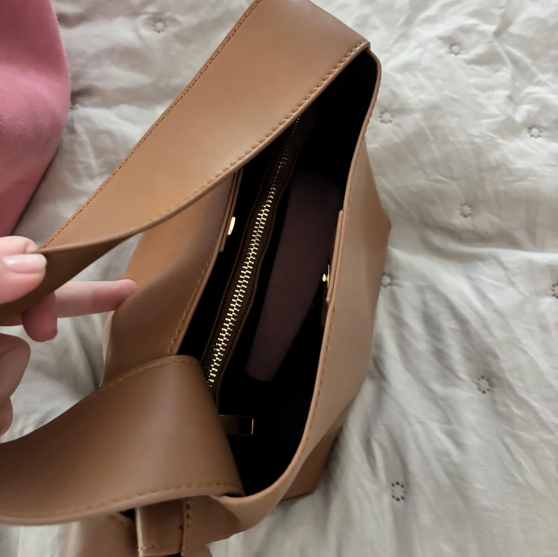 Brun bucket handväska med rosett - 2