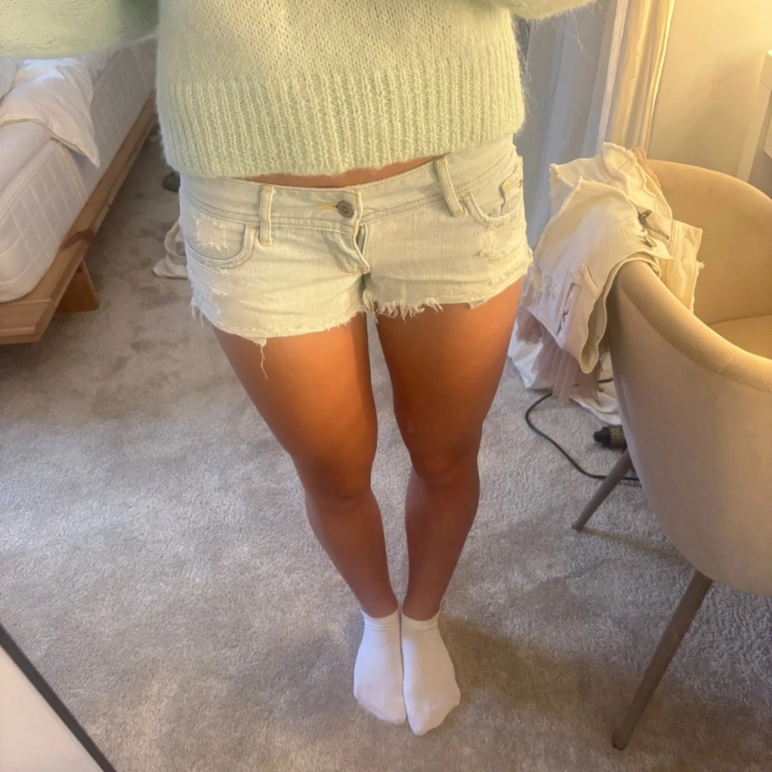 Ljusblå jeansshorts från Hollister