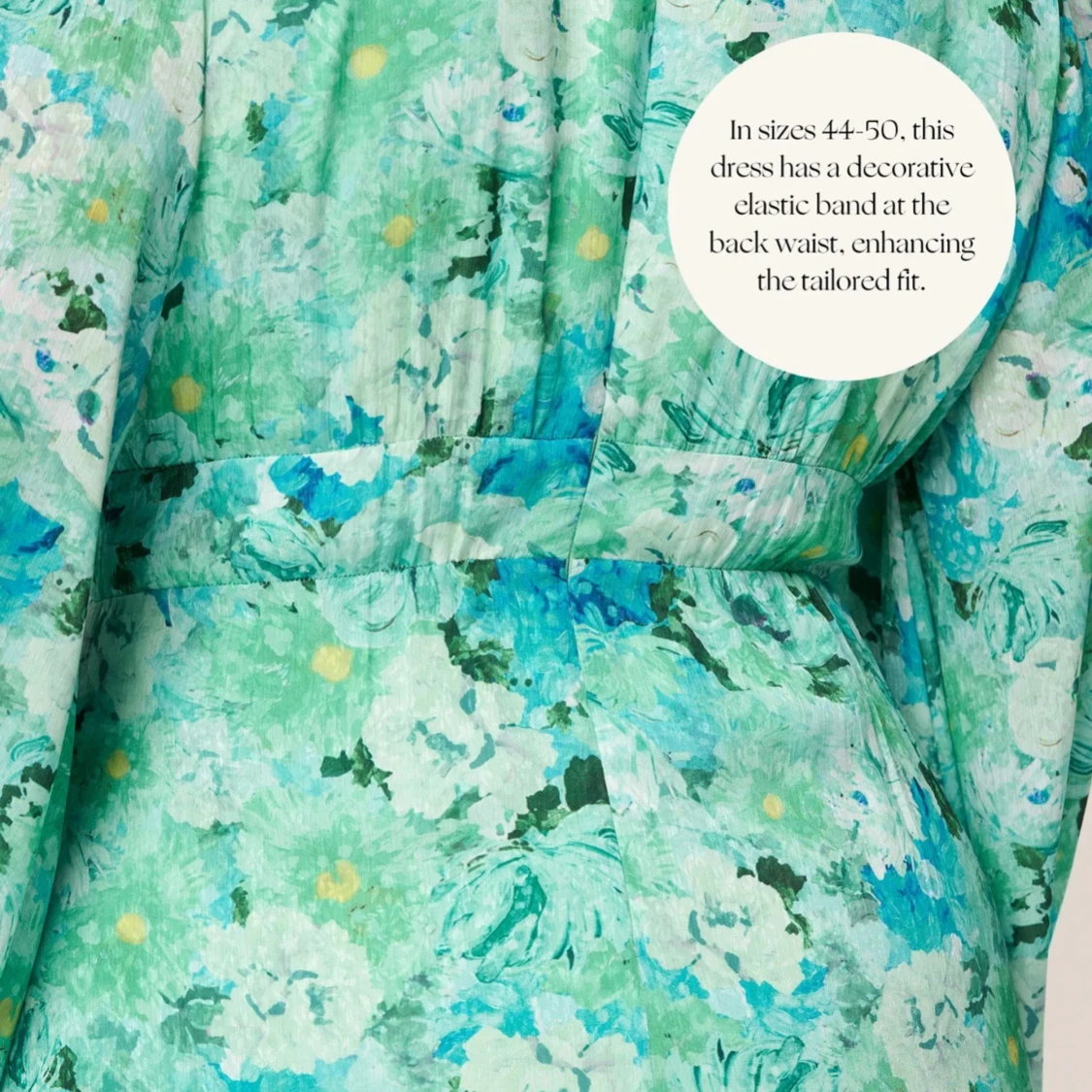 Grön blommig långklänning med slits - 2