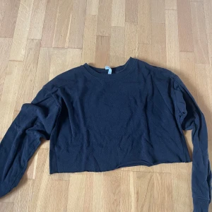 Svart croppad tröja från H&M Divided - Svart långärmad croppad tröja från H&M Divided. Enkel och stilren modell med rund halsringning, perfekt att matcha med höga jeans eller kjol.