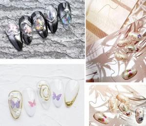 Nagel Konst Laser Fjril Klistermärken Metall Hologra - 35kr/ ark  Samma frakt 