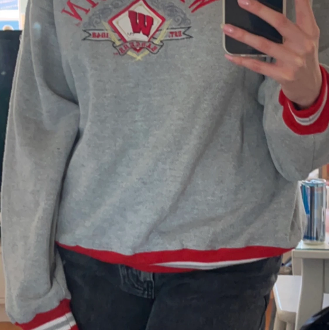 Grå sweatshirt med tryck - 90