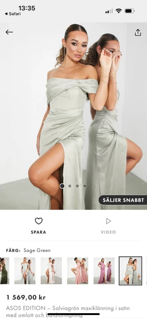 Klänning till bröllop/bal  - Långklänning som passar perfekt till bröllop eller bal! Endast använd 1 gång. Storlek 38 men passar mig som vanligtvis har storlek 36