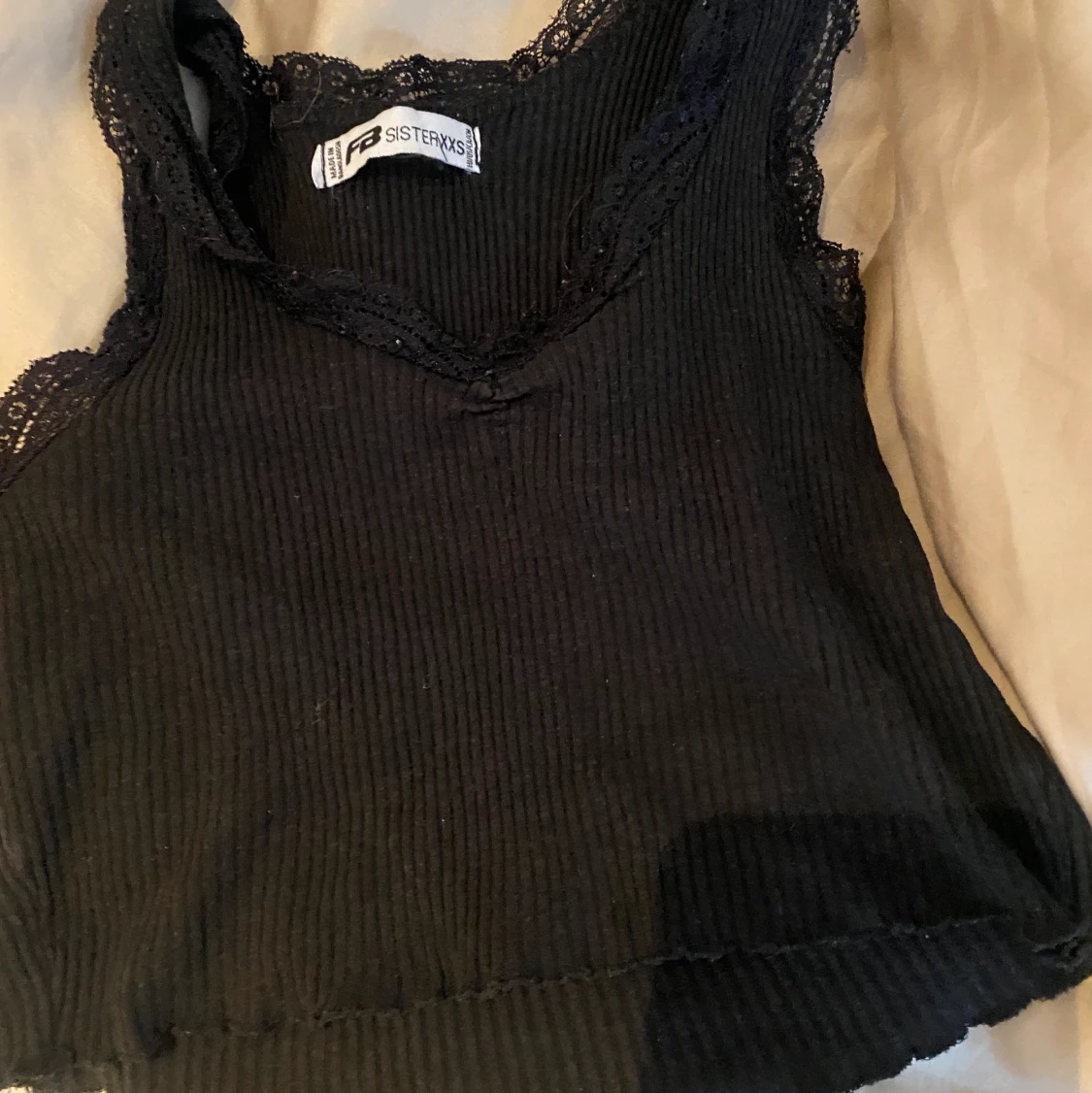 Svart spets topp - 90