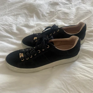 Svarta sneakers ifrån Philip Hog äkta mocka  - Säljer ett par svarta sneakers ifrån Philip Hog. Storlek 39, använda ett fåtal gånger, jättefint skick. Äkta mocka med fina guldloggor. Orginalpris runt 1000kr. Säljer för 400kr. Haft andra skor ifrån samma märke och dom har hållit hög kvalité 😃