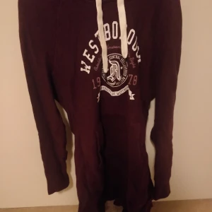 Lång hoodie från HM, vinröd storlek M, knappt använd - Lång mysig vinröd hoodie. Storlek M från HM. Knappt använd så fin i färg. Mysigt och lite tunnare tyg.  Hund finns i hemmet 