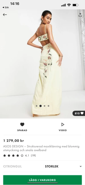 Balklänning  - Verkligen sprillans ny balklänning från Asos. När jag köpte den i oktober var den helt slutsåld efter det. Säljer pga förliten. Står S, men passar mer xs✨