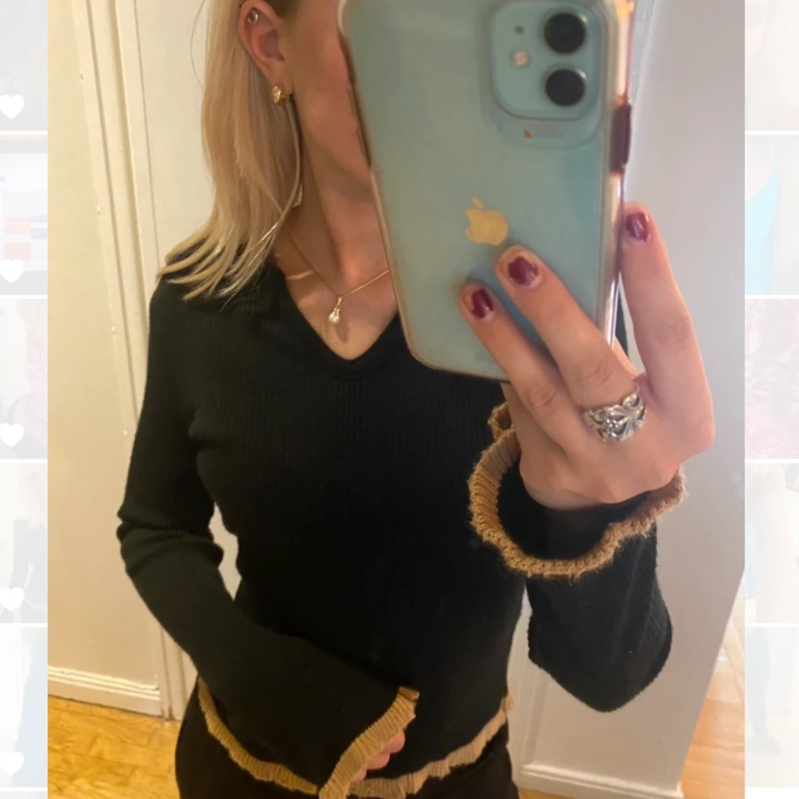 Långärmad svart tröja - 90