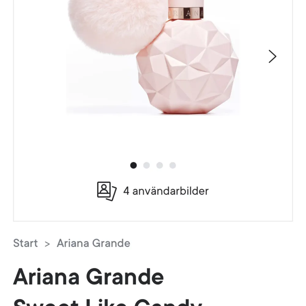 Säljer nu min Ariana Grande sweet like candy parfym då jag aldrig använder den❤️ Har bara testats ett fåtal gånger, kan skicka bilder på flaskan vid förfrågan☺️ Originalpris: 650kr Mitt pris: 400kr. Övrigt.