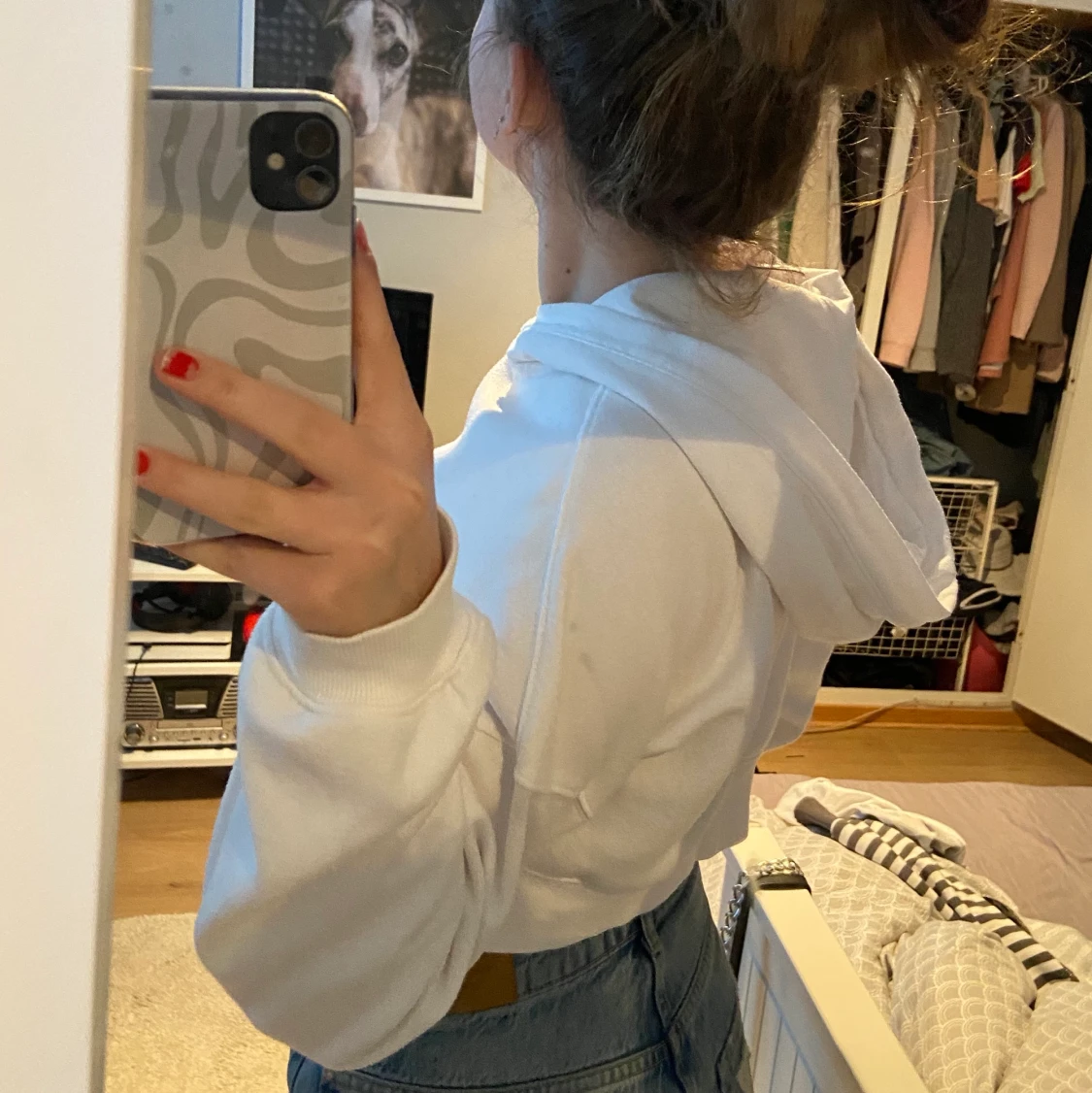 Croppad vit zip hoodie  - 90