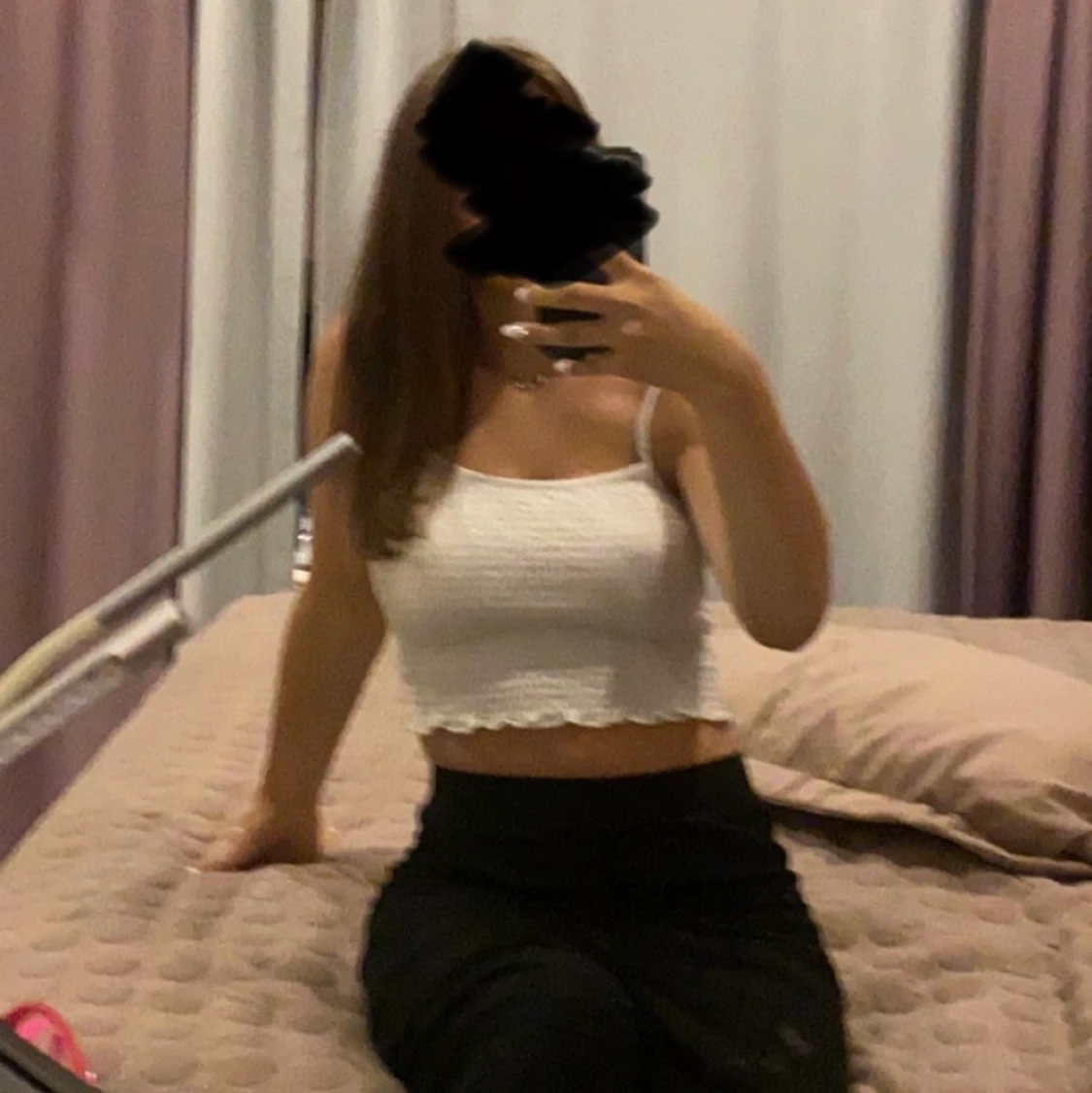 Ribbad vit topp - 90