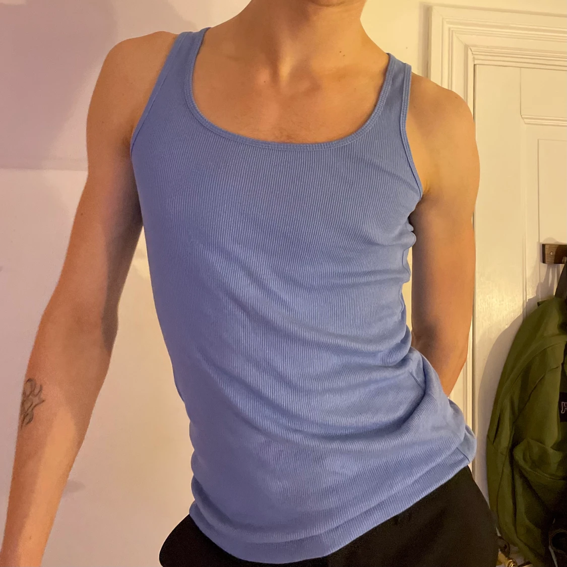 Ribbat blått linne I love miss milla