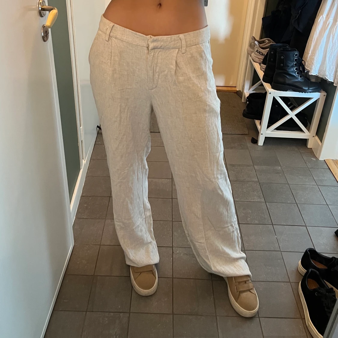 Lågmidjade linnebyxor - 90
