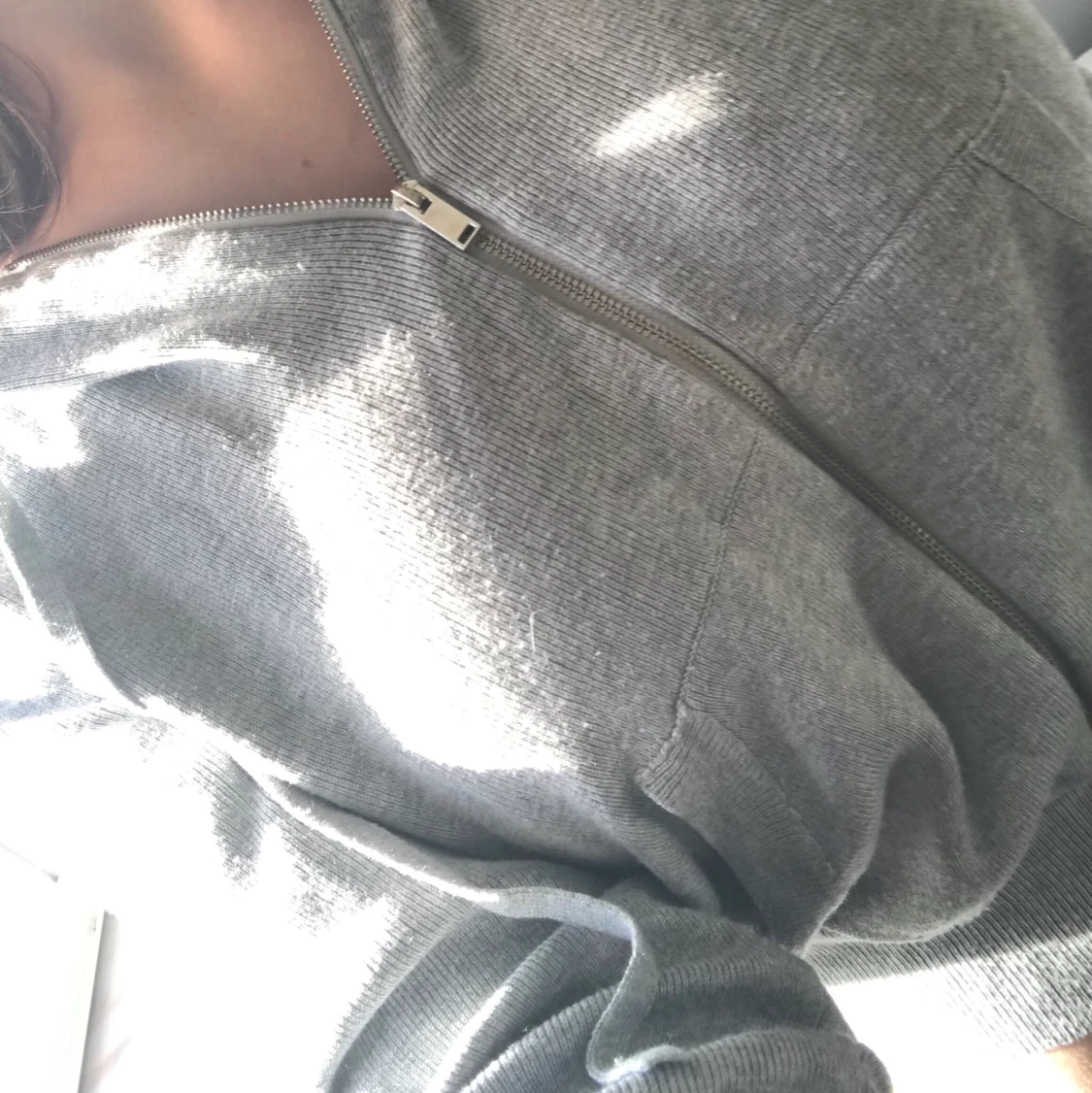 Grå Cropped Zip-Through Hoodie H&M