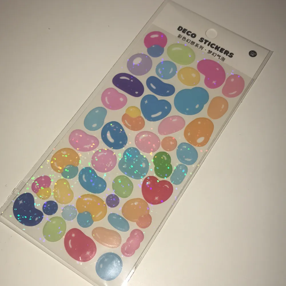 Glitter reflekterande jelly beans klistermärken, hur söta som helst 🫶🏻😄❤️. Övrigt.