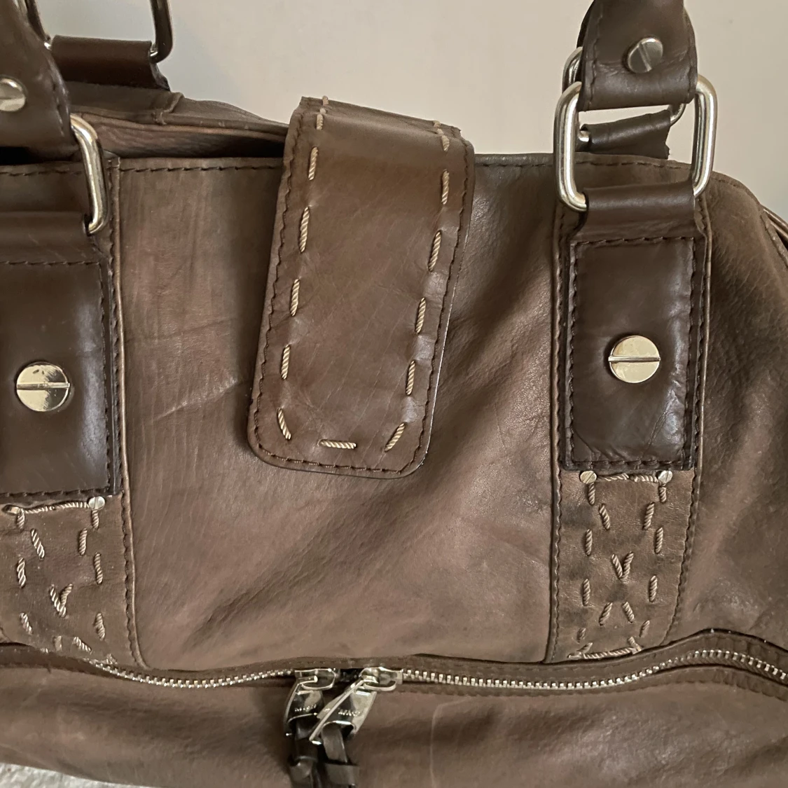 Brun mango väska äkta läder  - 91