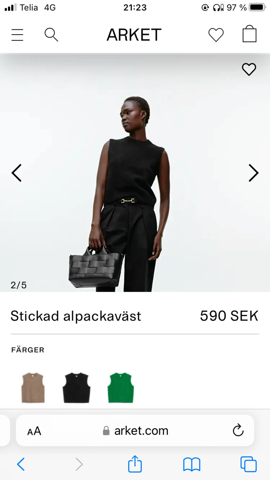 Stickad alpackaväst ARKET