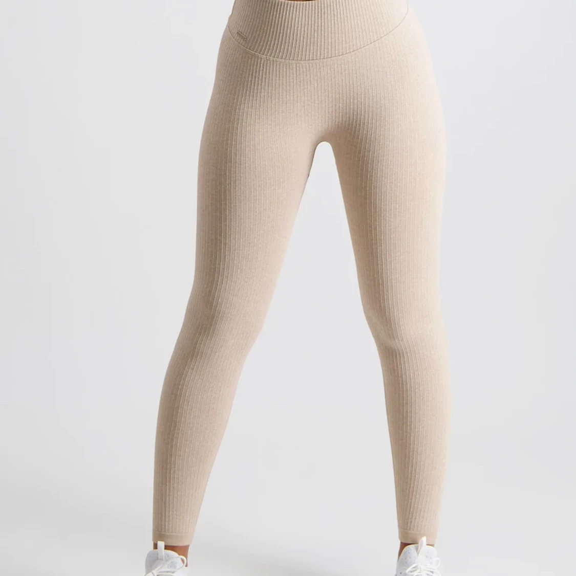 Beige Ribbed Seamless Tights
