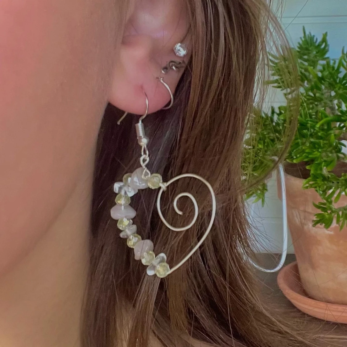 Rosenkvarts och Bergskristall örhängen av sterling silver - 90