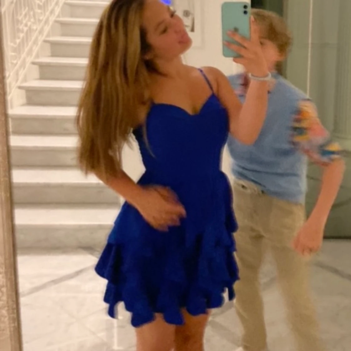 Blå volang klänning  - 90