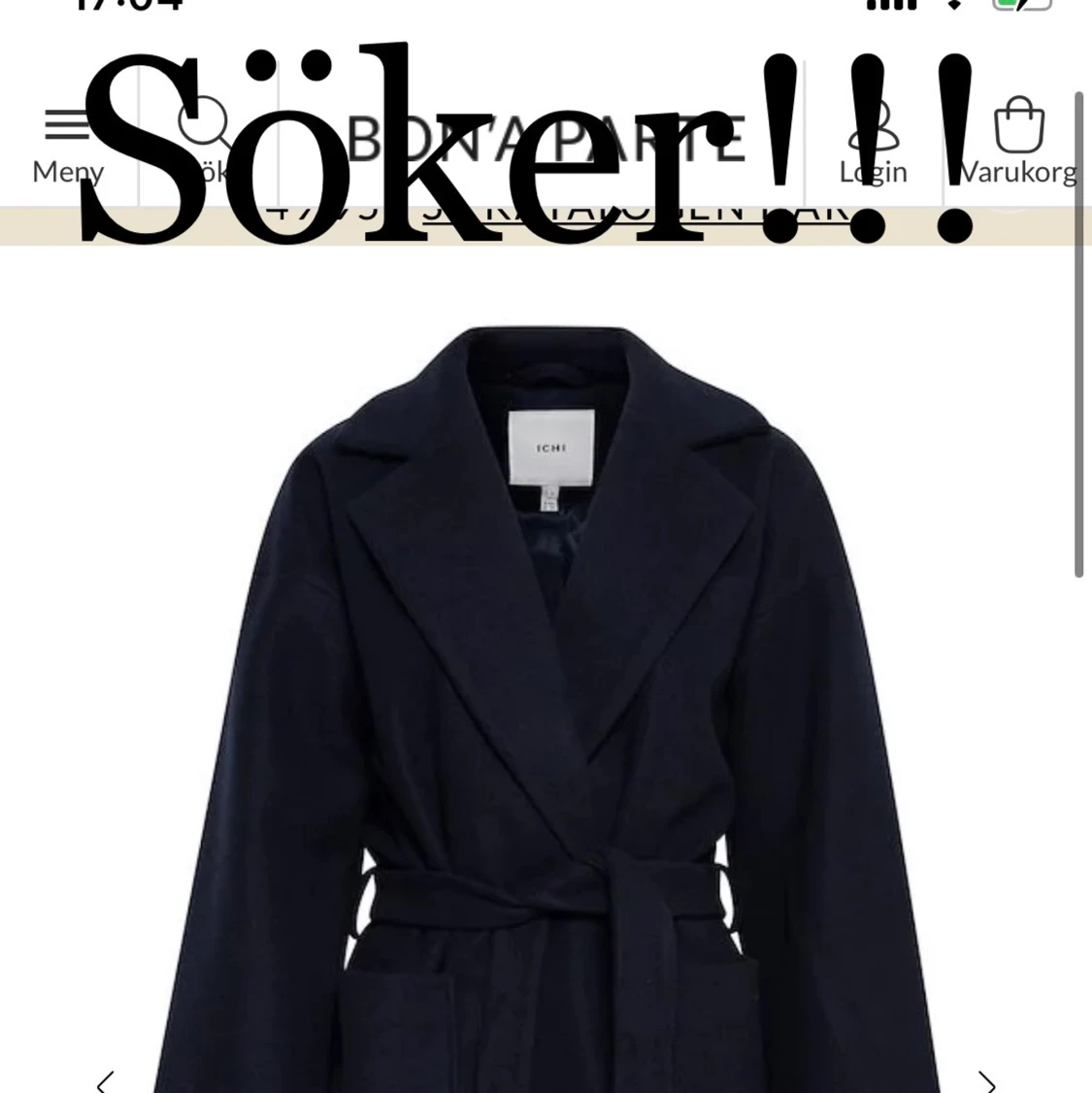 Söker en marinblå/mörkblå kappa