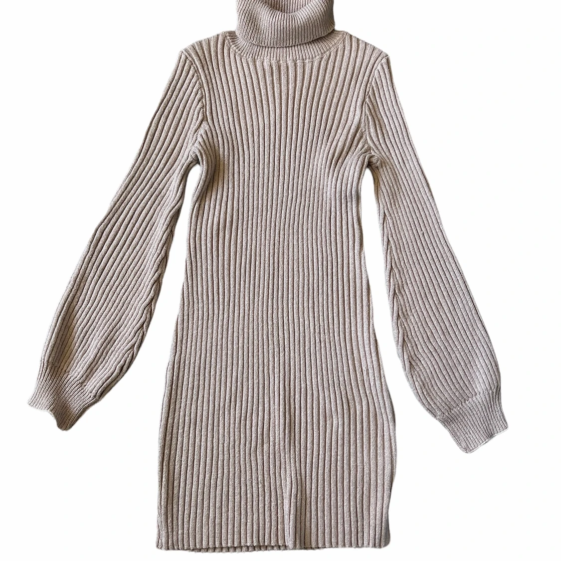 Rib-Knit Slätt Elegant Sweater Klänning  - 91