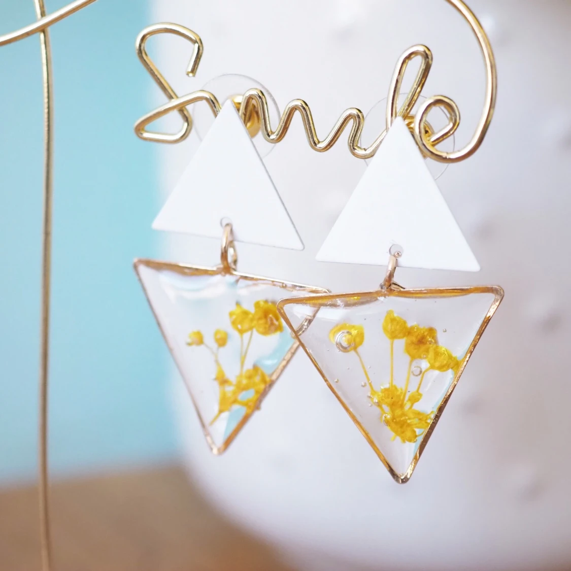 Lovely yellow flower earrings  - 91