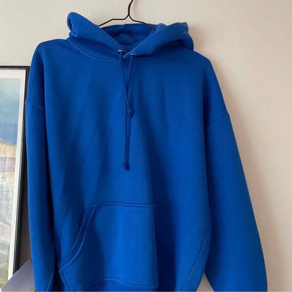 Blå hoodie från bikbok i storlek S, buda i kommentarerna🥰. Tröjor & Koftor.