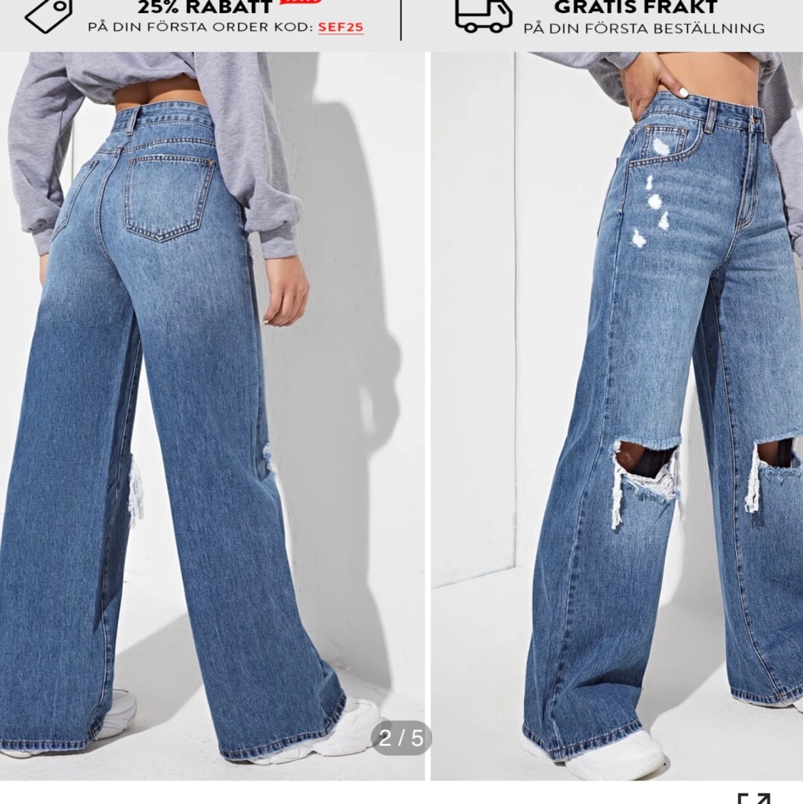 Blåa jeans med hål, storlek S - 91
