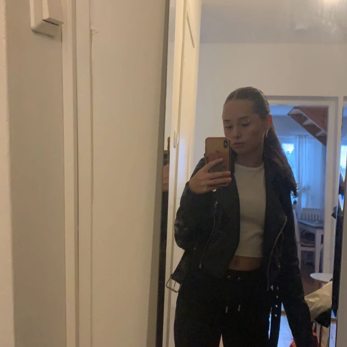 Svart Skinnjacka  - 90