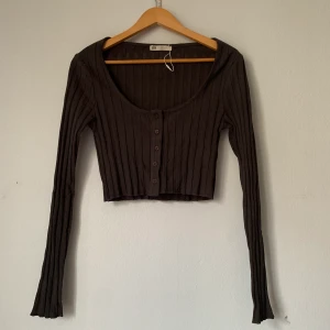 Brun blus/crop top  - Kan användas som både en blus och crop top. Storlek L men passar mer som en S (har själv oftast M och den var tight på mig) 
