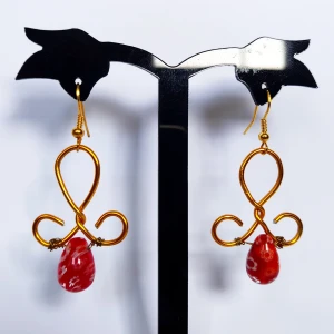 Handmade earrings handgjord örhängen  - Handmade earrings with red millefiori bead, new