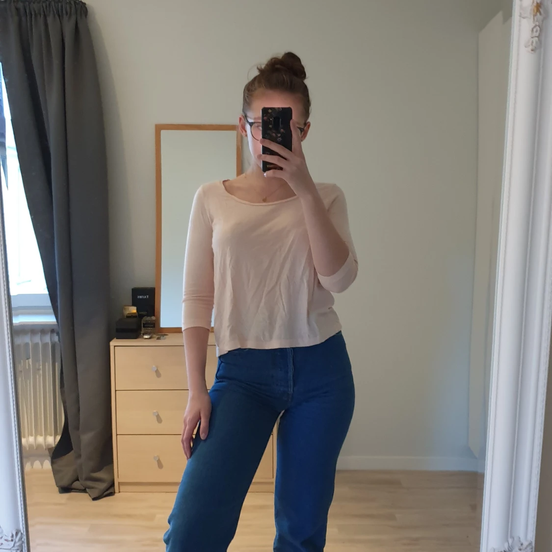 Tunn rosa 3/4tröja - 90