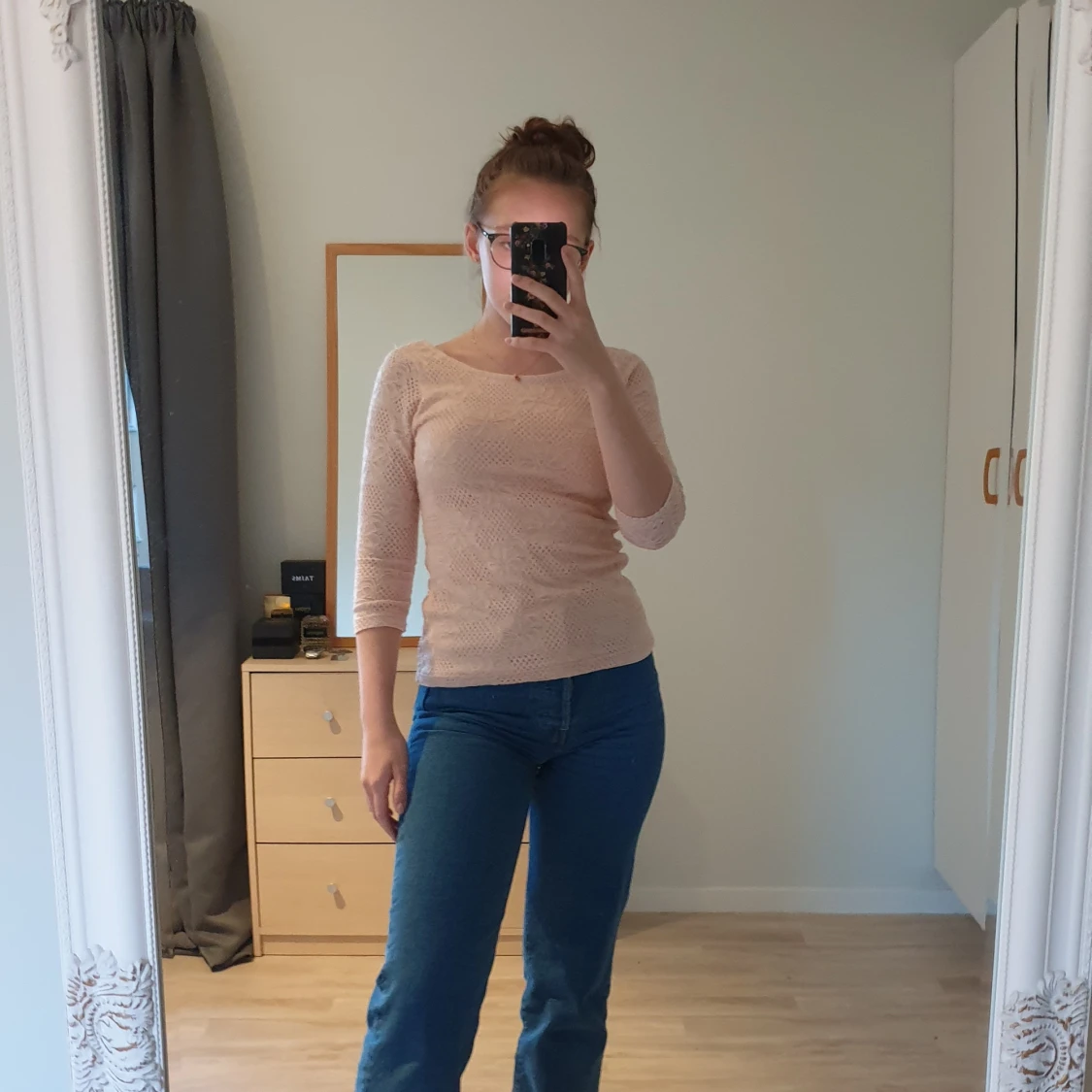 Rosa stickad 3/4tröja  - 91