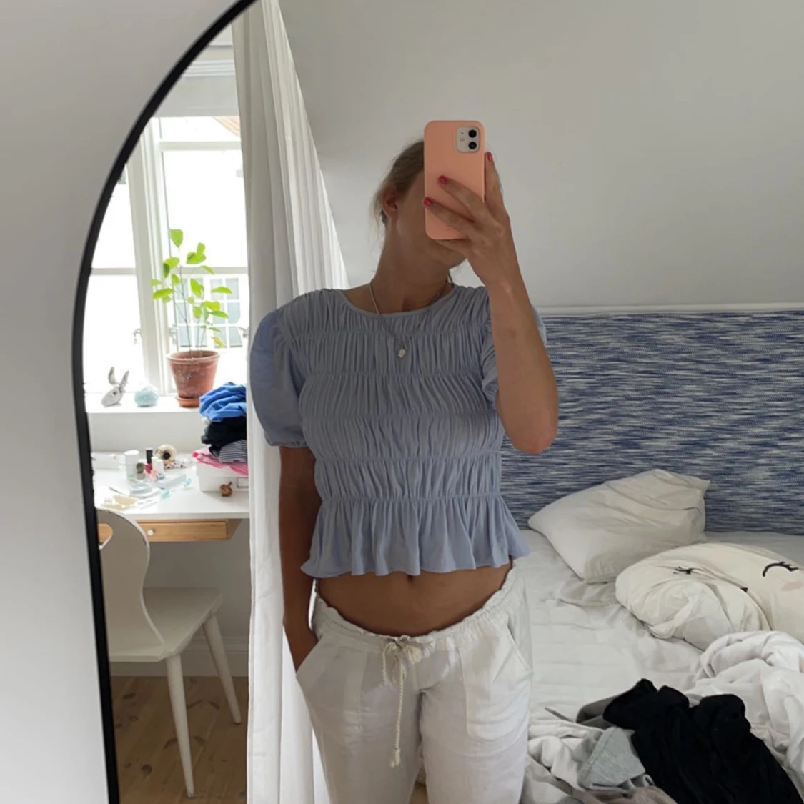 Mango blå volangtopp - 91