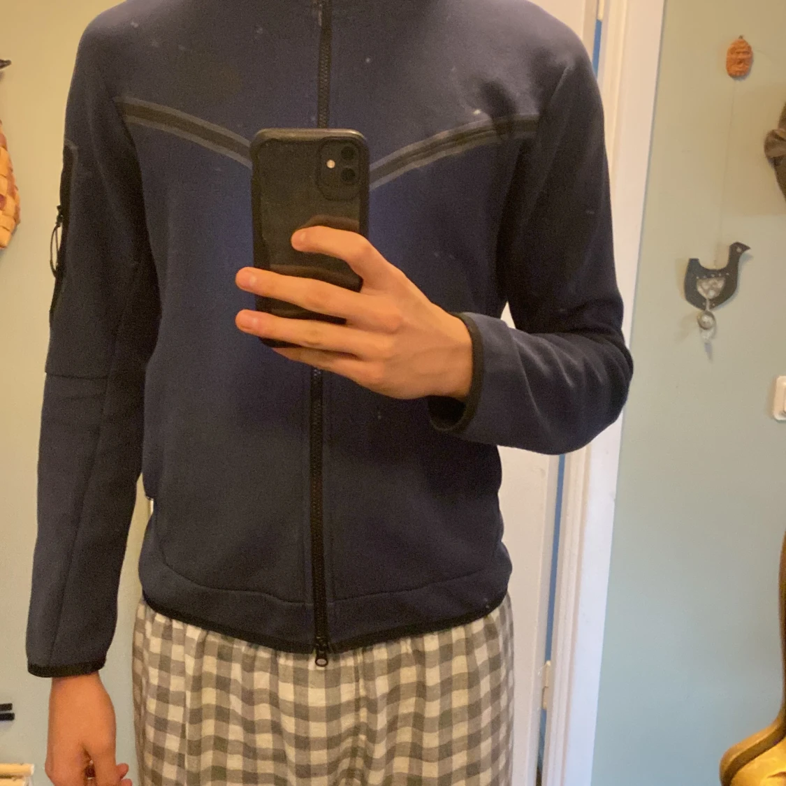 Blå Nike tech fleece hoodie  