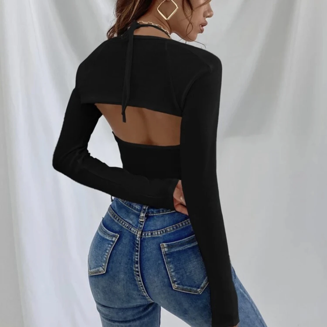 Knytning Baktill Topp & Långärmad tröja till - 90