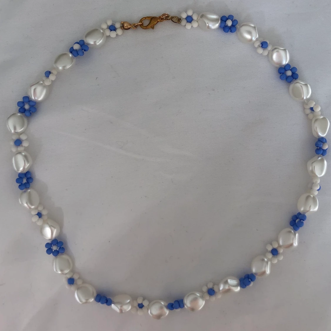 Blått blomhalsband - 90